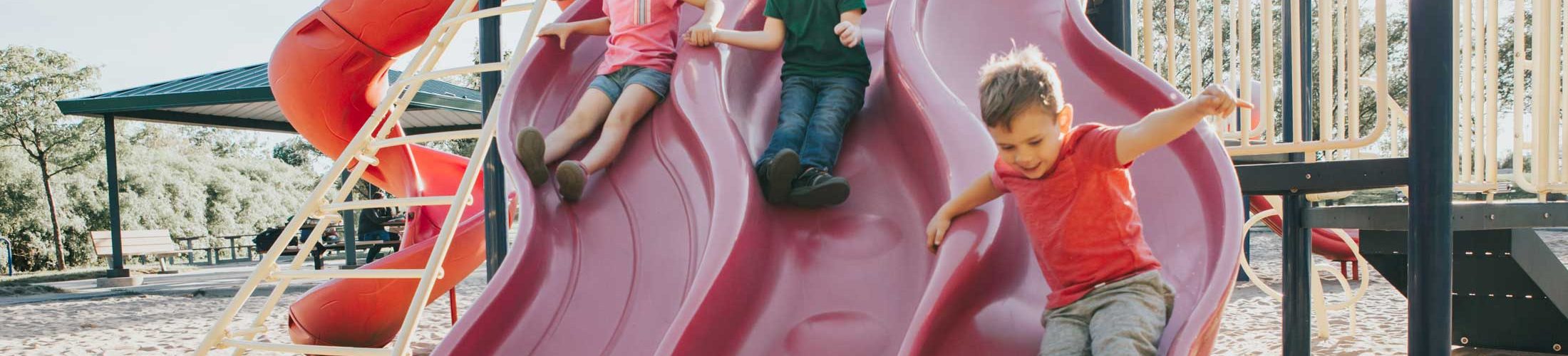 Three kids playground slide