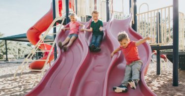 Three kids playground slide