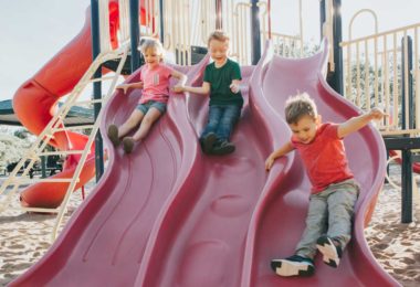 Three kids playground slide