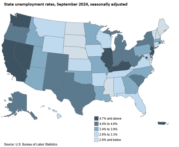 State unemployment rates, September 2024, seasonally adjusted