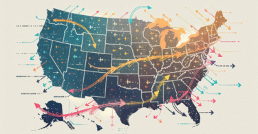 United States map arrow trends