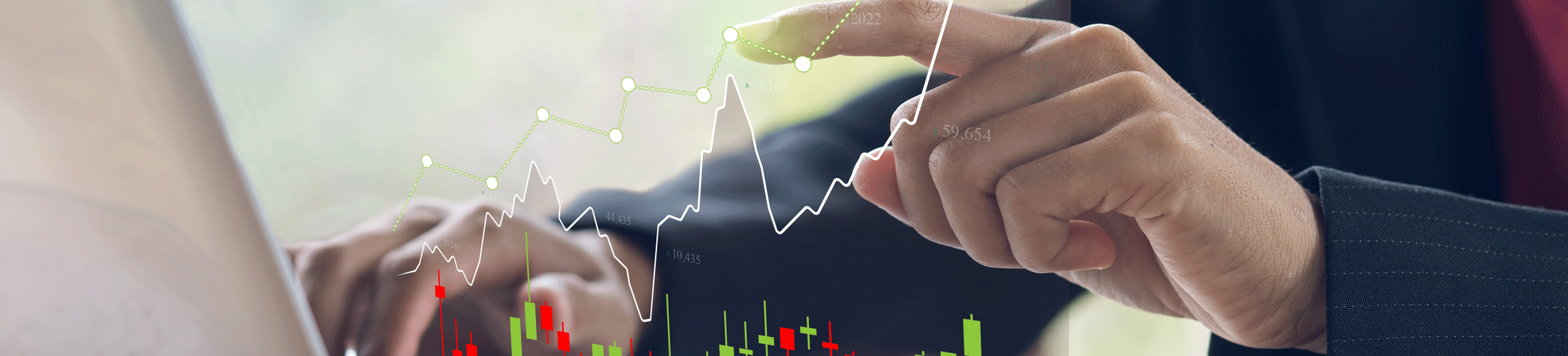 Businessman pointing 3D indicators