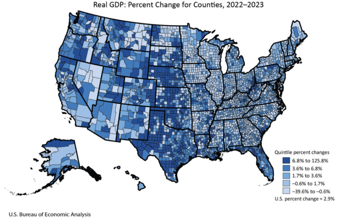 Real GDP: Percent Change for Counties, 2022-2023